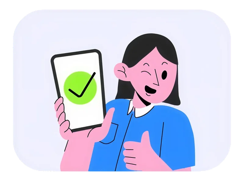 Illustration of a person approving a task on a phone